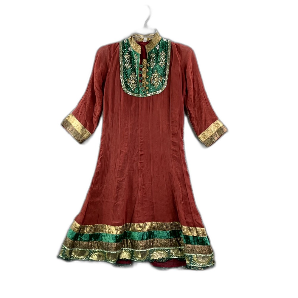 Matrix Chudidar Chiffon Ethnic Tunic Dress Womens Large Pleated Party Classic